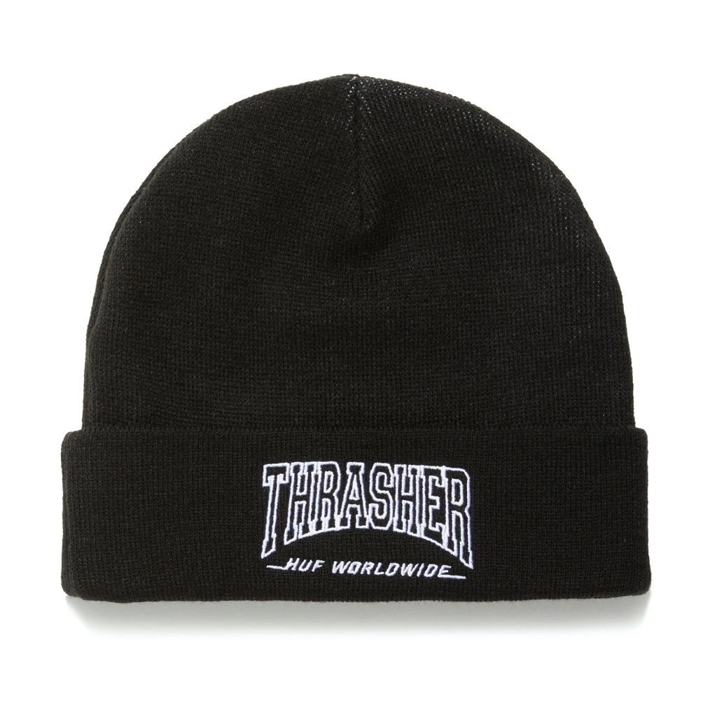 HUF X Thrasher Field Crew Beanie - Black 1 HUF X Thrasher Field Crew Beanie - Black