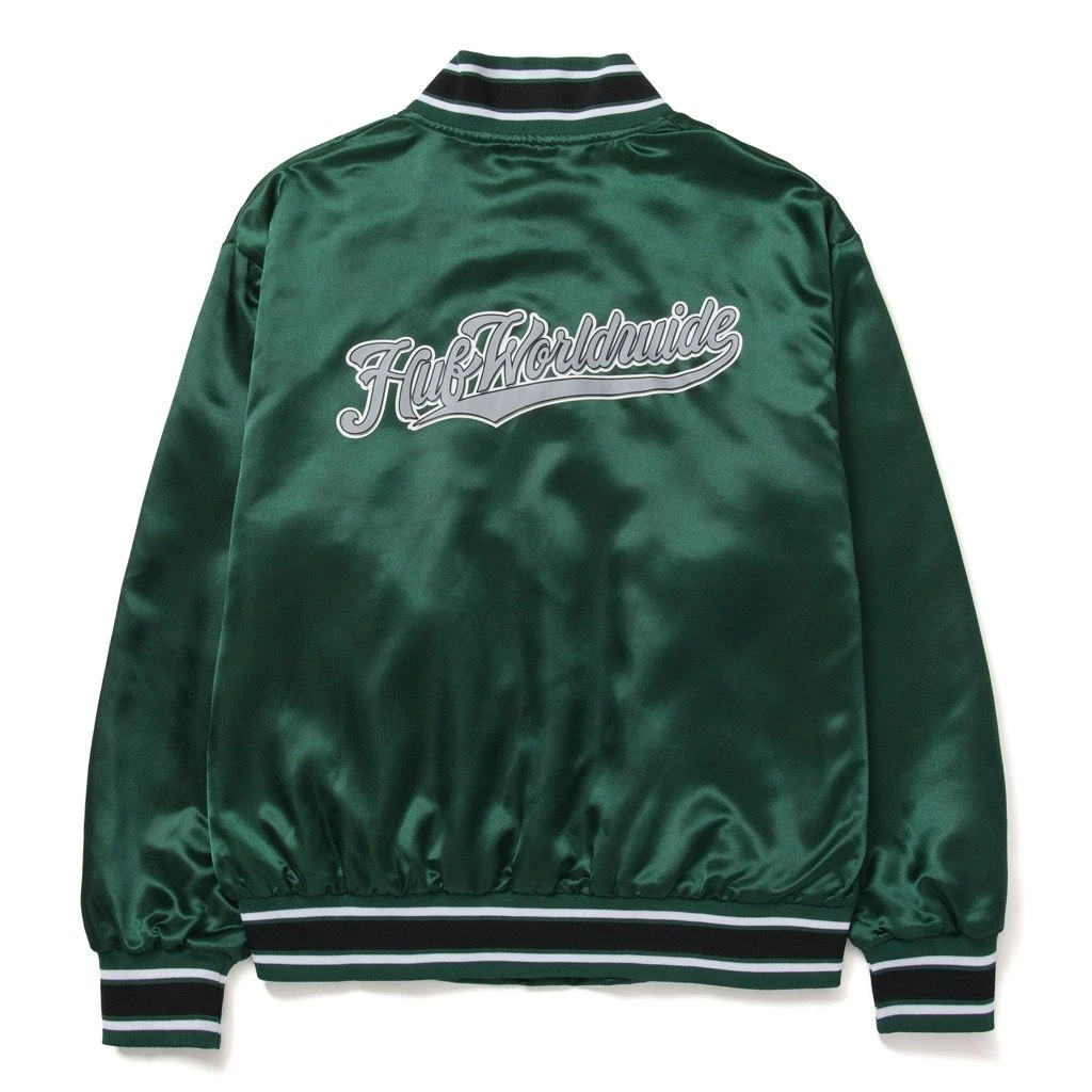 HUF Crackerjack Satin Baseball Jacke - Forest Green 2 HUF Crackerjack Satin Baseball Jacke - Forest Green – Bild 2
