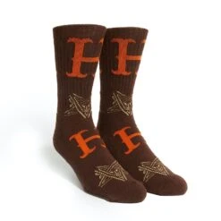 HUF X Thrasher Duality Sock - Chocolate -Einzigartiges Skateboard sk00723 choco 3 1280x1280