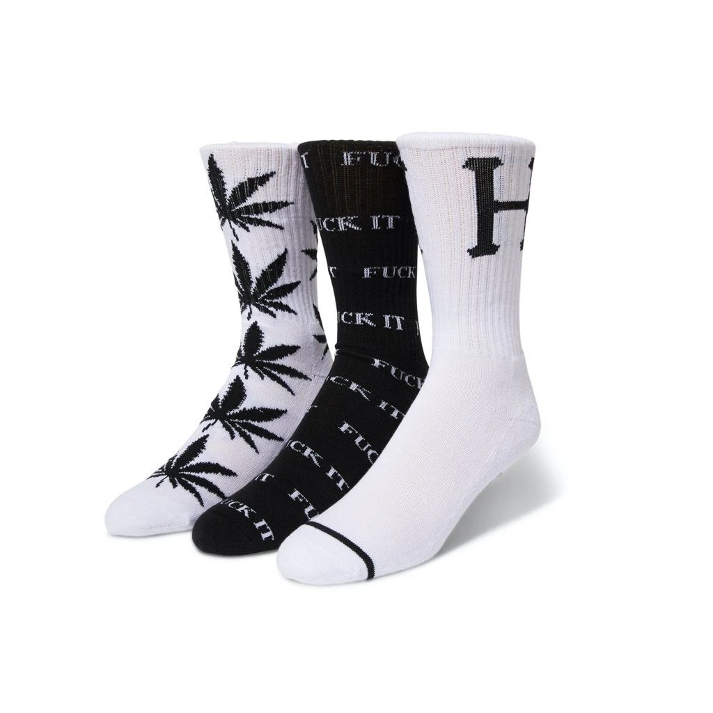 HUF Variety 3 Pack Socken - Black White 1 HUF Variety 3 Pack Socken - Black White